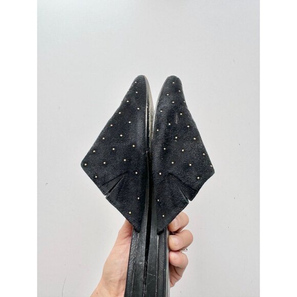 JOIE Aderes Black Suede Leather Studded Pointed Toe Slides Mules Flats, Size 39 - Picture 9 of 15